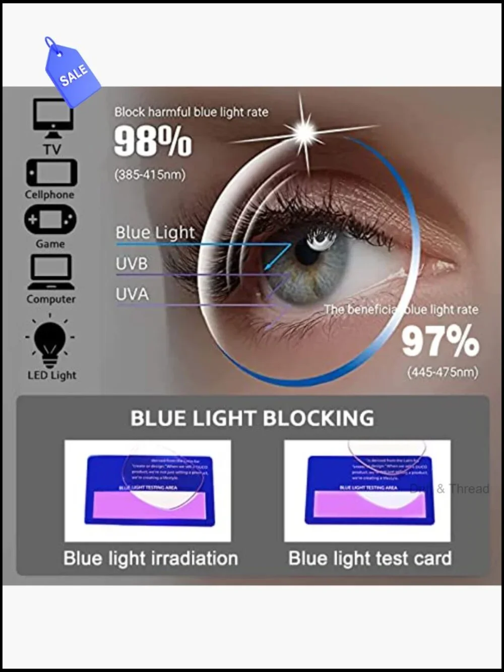 6 Pack Reading Glasses with Spring Hinges Blue Light Filter